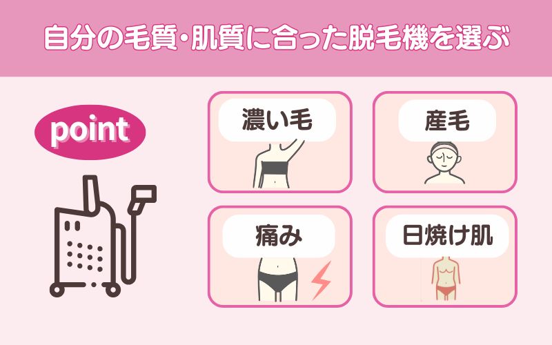 自分の毛質・肌質に合った脱毛機を選ぶ